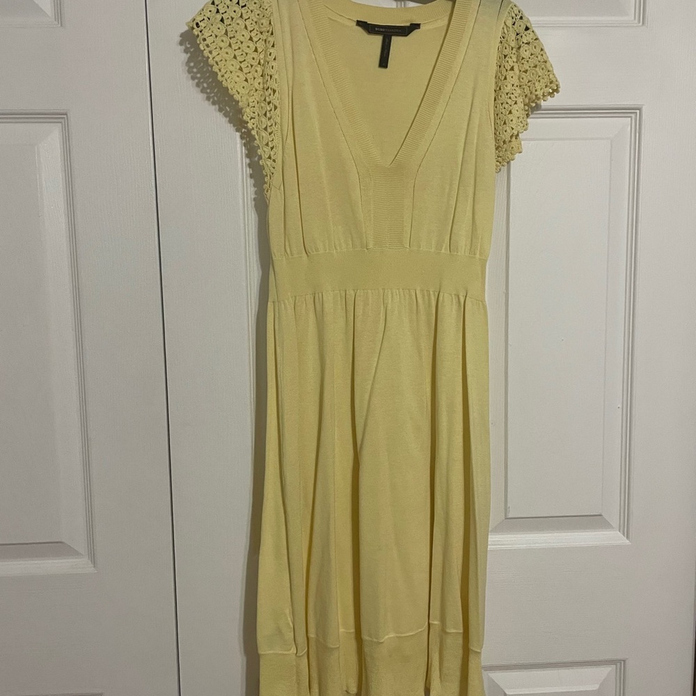 Yellow with lace sleeves dress